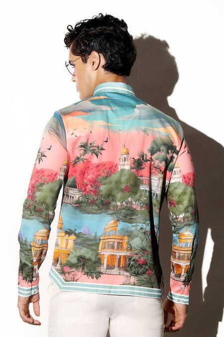 Shop MR. Ajay Kumar Multi Color Cotton Umaid Printed Shirt at Aza Fashions Shop_MR. Ajay Kumar_Multi Color Cotton Umaid Printed Shirt _at_Aza_Fashions