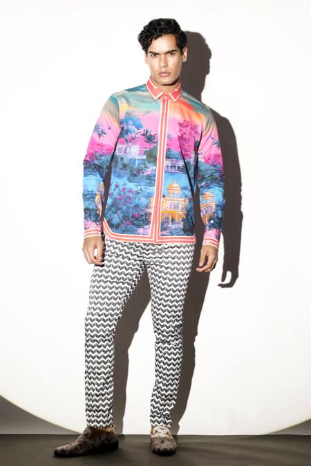 Buy MR. Ajay Kumar Multi Color Cotton Firoz Printed Shirt Online at Aza Fashions Buy_MR. Ajay Kumar_Multi Color Cotton Firoz Printed Shirt _Online_at_Aza_Fashions