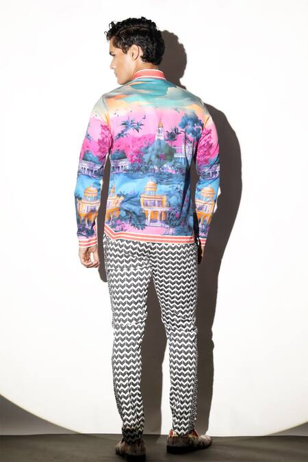 MR. Ajay Kumar Multi Color Cotton Firoz Printed Shirt at Aza Fashions MR. Ajay Kumar_Multi Color Cotton Firoz Printed Shirt _at_Aza_Fashions