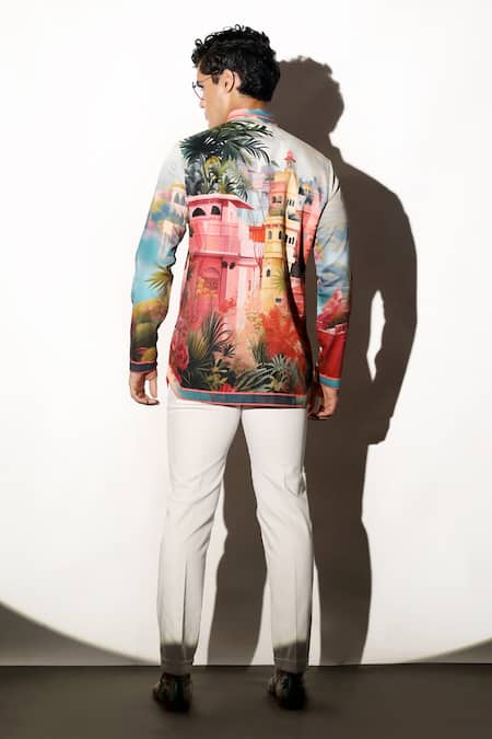 Shop MR. Ajay Kumar Multi Color Cotton Amethyst Printed Shirt at Aza Fashions Shop_MR. Ajay Kumar_Multi Color Cotton Amethyst Printed Shirt _at_Aza_Fashions