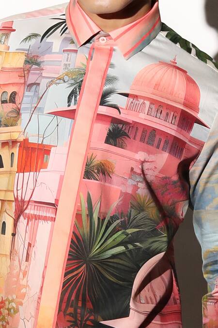 Buy MR. Ajay Kumar Multi Color Cotton Amethyst Printed Shirt Online at Aza Fashions Buy_MR. Ajay Kumar_Multi Color Cotton Amethyst Printed Shirt _Online_at_Aza_Fashions