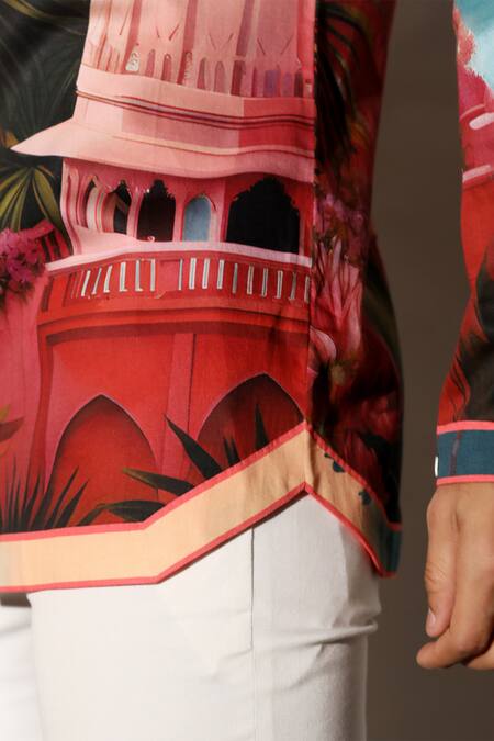 Shop MR. Ajay Kumar Multi Color Cotton Amethyst Printed Shirt Online at Aza Fashions Shop_MR. Ajay Kumar_Multi Color Cotton Amethyst Printed Shirt _Online_at_Aza_Fashions