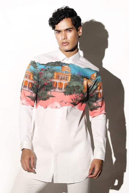 MR. Ajay Kumar_Multi Color Cotton Placement Printed Shirt _Online_at_Aza_Fashions