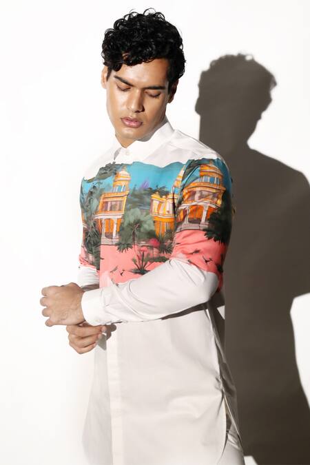 Buy_MR. Ajay Kumar_Multi Color Cotton Placement Printed Shirt _Online_at_Aza_Fashions