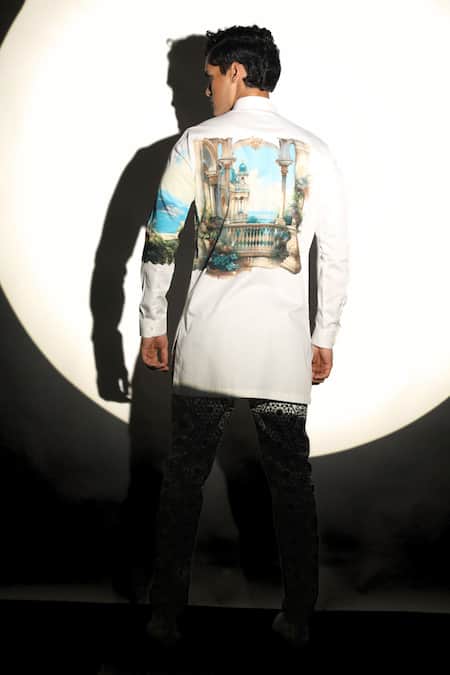 Shop MR. Ajay Kumar Multi Color Cotton Chittorgarh Print Shirt at Aza Fashions Shop_MR. Ajay Kumar_Multi Color Cotton Chittorgarh Print Shirt _at_Aza_Fashions