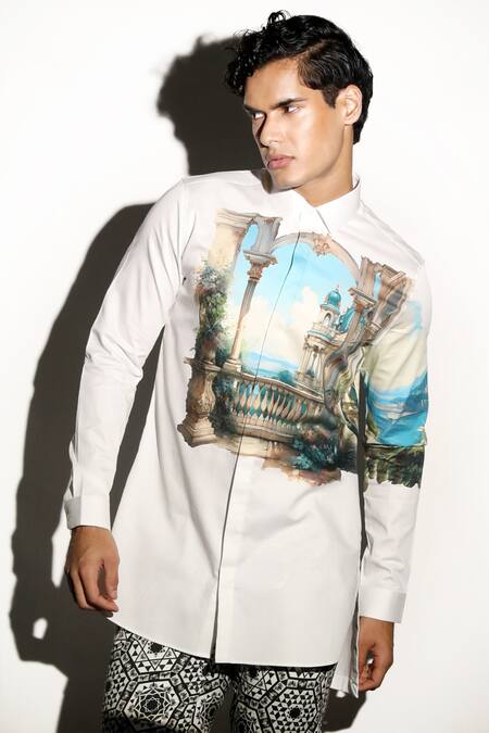 Buy MR. Ajay Kumar Multi Color Cotton Chittorgarh Print Shirt Online at Aza Fashions Buy_MR. Ajay Kumar_Multi Color Cotton Chittorgarh Print Shirt _Online_at_Aza_Fashions