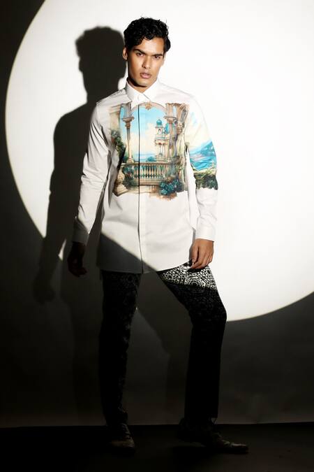 MR. Ajay Kumar Multi Color Cotton Chittorgarh Print Shirt at Aza Fashions MR. Ajay Kumar_Multi Color Cotton Chittorgarh Print Shirt _at_Aza_Fashions