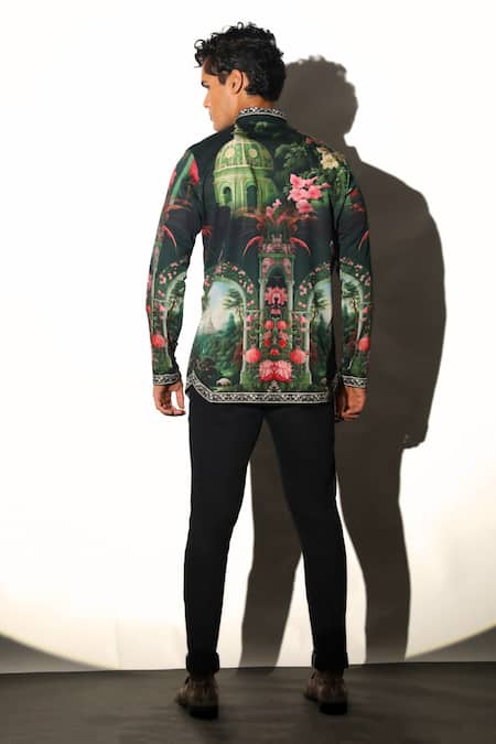 Shop MR. Ajay Kumar Multi Color Cotton Bahar Botanical Print Shirt at Aza Fashions Shop_MR. Ajay Kumar_Multi Color Cotton Bahar Botanical Print Shirt _at_Aza_Fashions