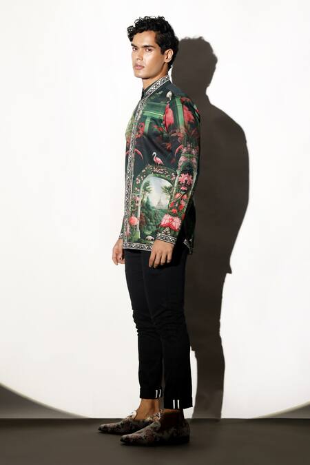 Shop MR. Ajay Kumar Multi Color Cotton Bahar Botanical Print Shirt Online at Aza Fashions Shop_MR. Ajay Kumar_Multi Color Cotton Bahar Botanical Print Shirt _Online_at_Aza_Fashions