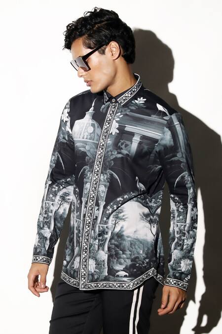 Buy_MR. Ajay Kumar_Multi Color Cotton Embroidery Full Sleeve Printed Shirt _Online_at_Aza_Fashions