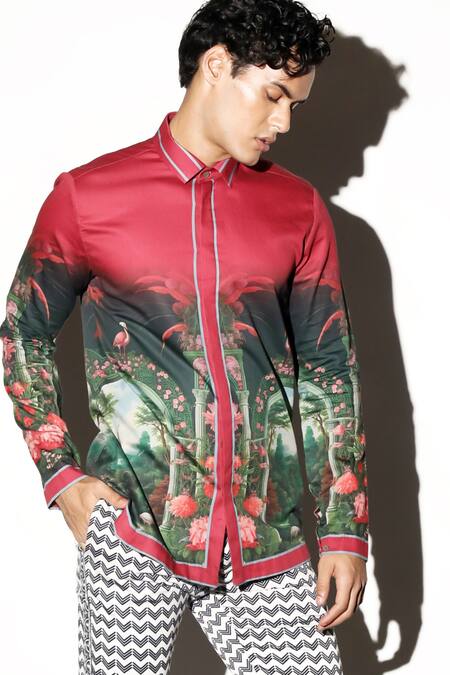 Buy MR. Ajay Kumar Multi Color Cotton Embroidery Amber Printed Shirt Online at Aza Fashions Buy_MR. Ajay Kumar_Multi Color Cotton Embroidery Amber Printed Shirt _Online_at_Aza_Fashions