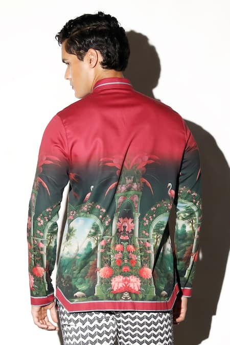 Shop MR. Ajay Kumar Multi Color Cotton Embroidery Amber Printed Shirt Online at Aza Fashions Shop_MR. Ajay Kumar_Multi Color Cotton Embroidery Amber Printed Shirt _Online_at_Aza_Fashions