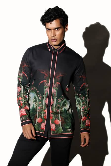 MR. Ajay Kumar_Multi Color Cotton Embroidery Rock Garden Print Shirt _Online_at_Aza_Fashions