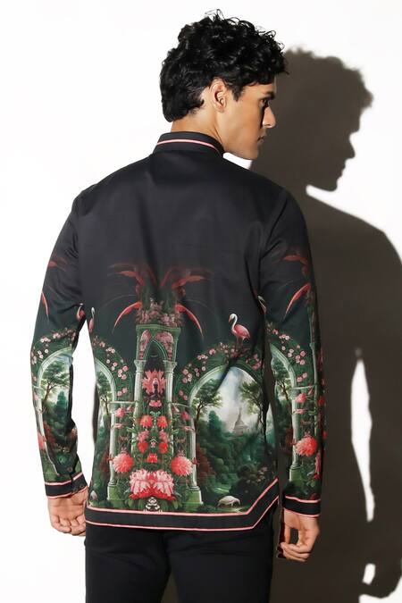 Shop_MR. Ajay Kumar_Multi Color Cotton Embroidery Rock Garden Print Shirt _Online_at_Aza_Fashions