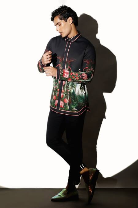 Buy_MR. Ajay Kumar_Multi Color Cotton Embroidery Rock Garden Print Shirt 