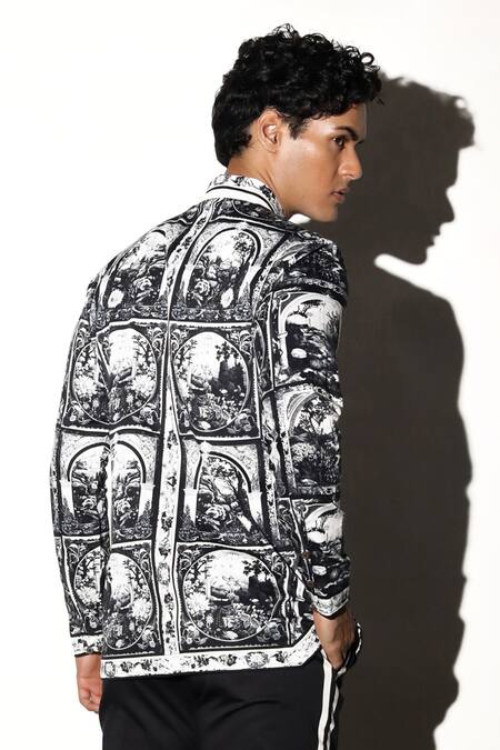 Shop MR. Ajay Kumar Multi Color Cotton Qila Print Shirt at Aza Fashions Shop_MR. Ajay Kumar_Multi Color Cotton Qila Print Shirt _at_Aza_Fashions