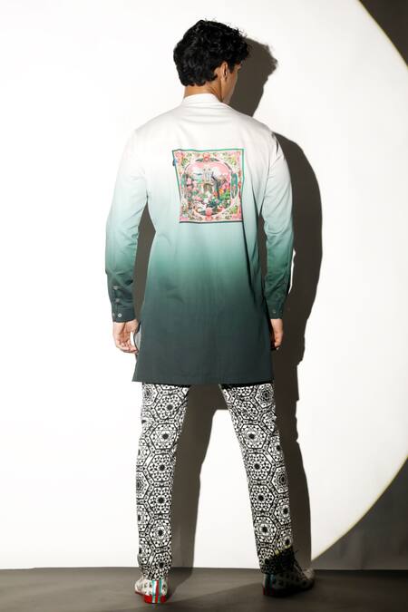 Shop MR. Ajay Kumar Multi Color Cotton Embroidery Ratan Palace Print Shirt at Aza Fashions Shop_MR. Ajay Kumar_Multi Color Cotton Embroidery Ratan Palace Print Shirt _at_Aza_Fashions