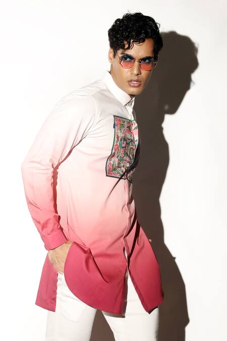 Shop MR. Ajay Kumar Multi Color Cotton Embroidery Omar Palace Print Shirt Online at Aza Fashions Shop_MR. Ajay Kumar_Multi Color Cotton Embroidery Omar Palace Print Shirt _Online_at_Aza_Fashions