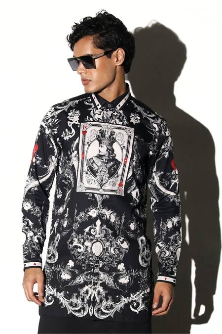 MR. Ajay Kumar Multi Color Cotton Rajsamand Printed Shirt Online at Aza Fashions MR. Ajay Kumar_Multi Color Cotton Rajsamand Printed Shirt _Online_at_Aza_Fashions