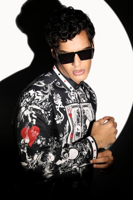 MR. Ajay Kumar Multi Color Cotton Rajsamand Printed Shirt at Aza Fashions MR. Ajay Kumar_Multi Color Cotton Rajsamand Printed Shirt _at_Aza_Fashions