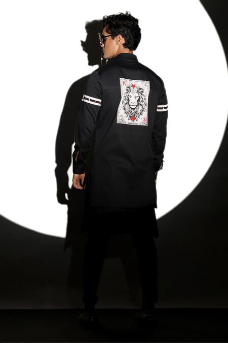 Shop MR. Ajay Kumar Multi Color Cotton Danish Lion King Print Shirt at Aza Fashions Shop_MR. Ajay Kumar_Multi Color Cotton Danish Lion King Print Shirt _at_Aza_Fashions