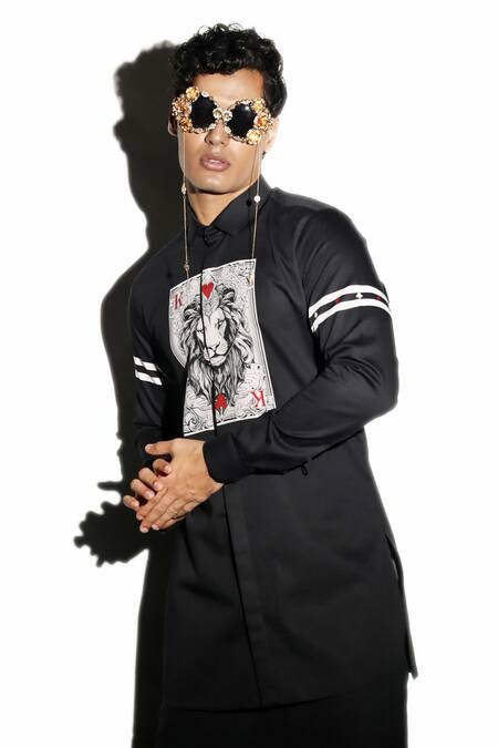 MR. Ajay Kumar Multi Color Cotton Danish Lion King Print Shirt Online at Aza Fashions MR. Ajay Kumar_Multi Color Cotton Danish Lion King Print Shirt _Online_at_Aza_Fashions