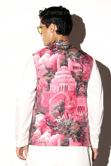 Buy MR. Ajay Kumar Multi Color Silk Riyasat Print Waistcoat Online at Aza Fashions Buy_MR. Ajay Kumar_Multi Color Silk Riyasat Print Waistcoat _Online_at_Aza_Fashions
