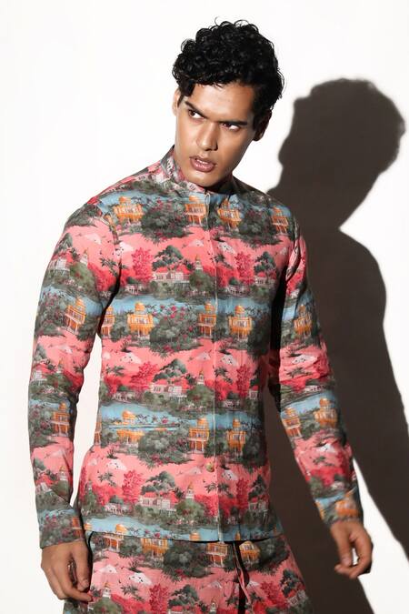 Buy MR. Ajay Kumar Multi Color Linen Narain Printed Waistcoat Online at Aza Fashions Buy_MR. Ajay Kumar_Multi Color Linen Narain Printed Waistcoat _Online_at_Aza_Fashions