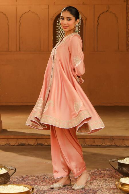 Sheetal Batra Pink , Chanderi, Satin, , Fajr Anarkali Salwar Set Online at Aza Fashions Sheetal Batra_Pink , Chanderi, Satin, , Fajr Anarkali Salwar Set _Online_at_Aza_Fashions