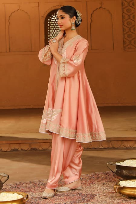 Buy Sheetal Batra Pink , Chanderi, Satin, , Fajr Anarkali Salwar Set Online at Aza Fashions Buy_Sheetal Batra_Pink , Chanderi, Satin, , Fajr Anarkali Salwar Set _Online_at_Aza_Fashions