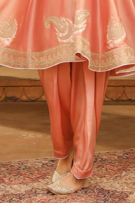 Shop Sheetal Batra Pink , Chanderi, Satin, , Fajr Anarkali Salwar Set Online at Aza Fashions Shop_Sheetal Batra_Pink , Chanderi, Satin, , Fajr Anarkali Salwar Set _Online_at_Aza_Fashions