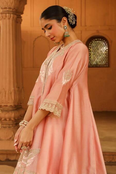 Buy Sheetal Batra Pink , Chanderi, Satin, , Fajr Anarkali Salwar Set Buy_Sheetal Batra_Pink , Chanderi, Satin, , Fajr Anarkali Salwar Set