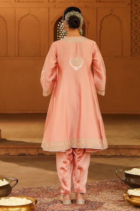 Shop Sheetal Batra Pink , Chanderi, Satin, , Fajr Anarkali Salwar Set at Aza Fashions Shop_Sheetal Batra_Pink , Chanderi, Satin, , Fajr Anarkali Salwar Set _at_Aza_Fashions