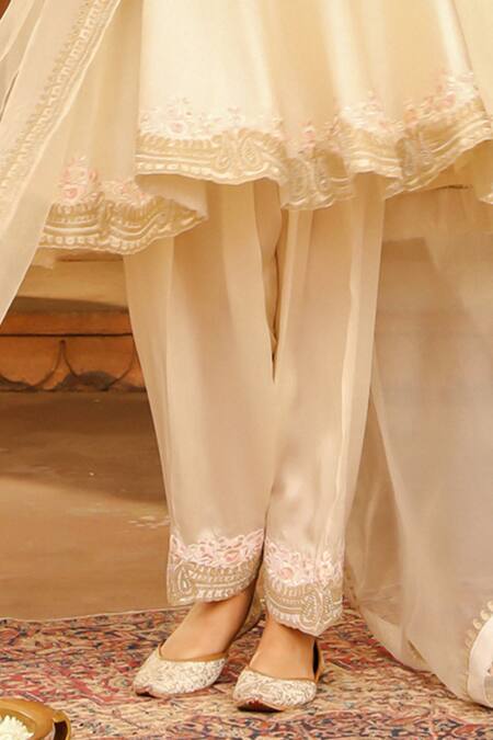 Sheetal Batra_Ivory , Chanderi, , Satin, Faria Anarkali Salwar Set _Online_at_Aza_Fashions