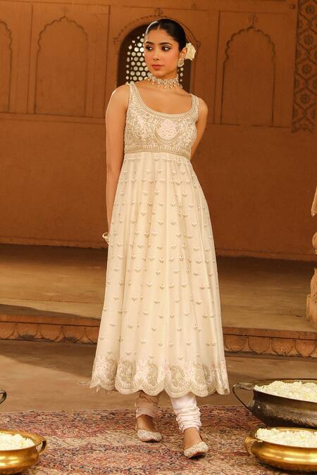 Sheetal Batra Ivory Organza, Satin, Cotton Embroidery Round Wafiya Anarkali Set Online at Aza Fashions Sheetal Batra_Ivory Organza, Satin, Cotton Embroidery Round Wafiya Anarkali Set _Online_at_Aza_Fashions