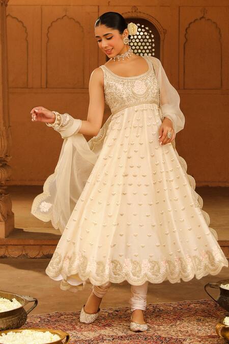 Buy Sheetal Batra Ivory Organza, Satin, Cotton Embroidery Round Wafiya Anarkali Set Online at Aza Fashions Buy_Sheetal Batra_Ivory Organza, Satin, Cotton Embroidery Round Wafiya Anarkali Set _Online_at_Aza_Fashions