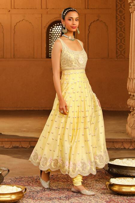 Buy Sheetal Batra Yellow Silk Organza, Cotton Embroidery, Beads Wafiya Parsi Gara Anarkali Set Online at Aza Fashions Buy_Sheetal Batra_Yellow Silk Organza, Cotton Embroidery, Beads Wafiya Parsi Gara Anarkali Set _Online_at_Aza_Fashions