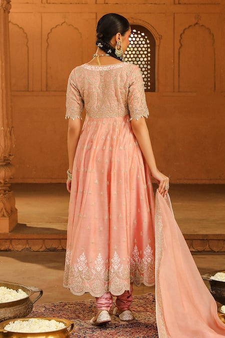 Shop Sheetal Batra Pink Organza, Satin, Cotton Wasifa Parsi Gara Work Anarkali Set at Aza Fashions Shop_Sheetal Batra_Pink Organza, Satin, Cotton Wasifa Parsi Gara Work Anarkali Set _at_Aza_Fashions