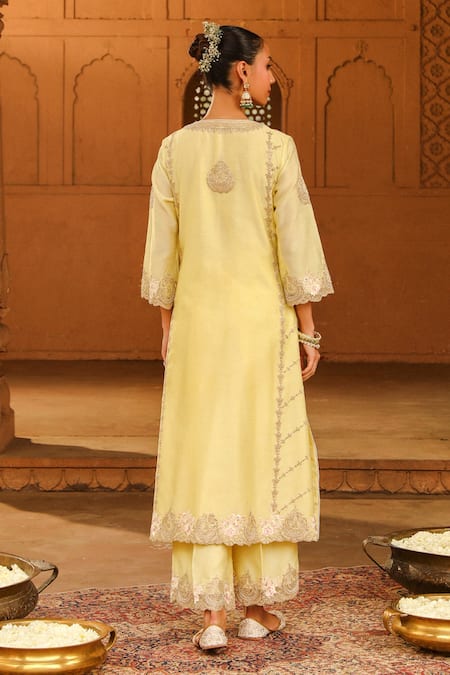Sheetal Batra Yusra Embroidered A-Line Kurta Palazzo Set 