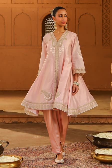 Sheetal Batra Pink , Chanderi, Organza, Satin Pearls, Embroidery Anarkali Salwar Set Online at Aza Fashions Sheetal Batra_Pink , Chanderi, Organza, Satin Pearls, Embroidery Anarkali Salwar Set _Online_at_Aza_Fashions
