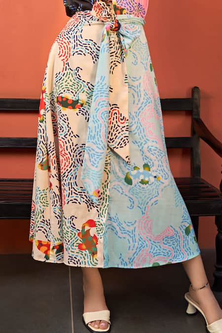 Shop ZiP by Payal & Zinal Multi Color Cotton Embroidery Collared Spring Fling Printed Shirt And Skirt Set Online at Aza Fashions Shop_ZiP by Payal & Zinal_Multi Color Cotton Embroidery Collared Spring Fling Printed Shirt And Skirt Set _Online_at_Aza_Fashions