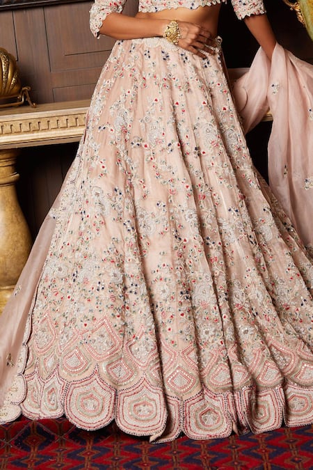 Prisho Pink Organza, Tissue Sequins, Embroidery V-neck Petunia Dori Bridal Lehenga Set Online at Aza Fashions Prisho_Pink Organza, Tissue Sequins, Embroidery V-neck Petunia Dori Bridal Lehenga Set _Online_at_Aza_Fashions