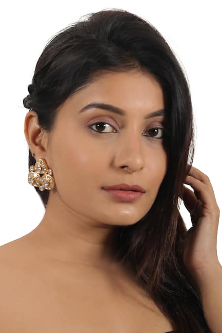 Riana Jewellery Geometric Shaped Jadtar Stud Earrings 