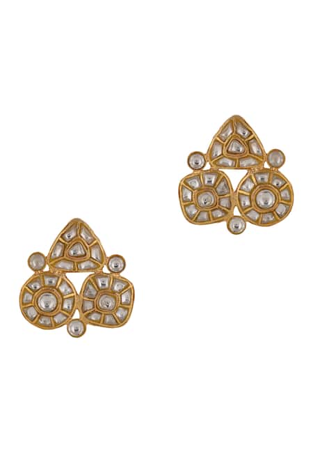 Riana Jewellery Geometric Shaped Jadtar Stud Earrings 