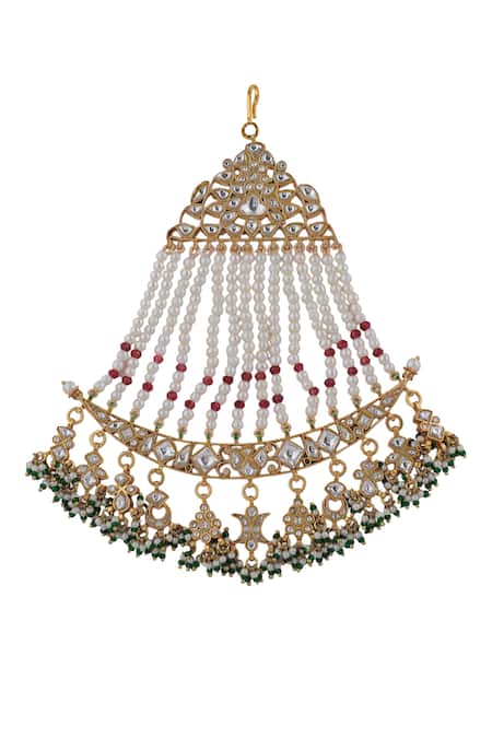 Shop Riana Jewellery Green Meenakari Embellished Passa at Aza Fashions Shop_Riana Jewellery_Green Meenakari Embellished Passa _at_Aza_Fashions