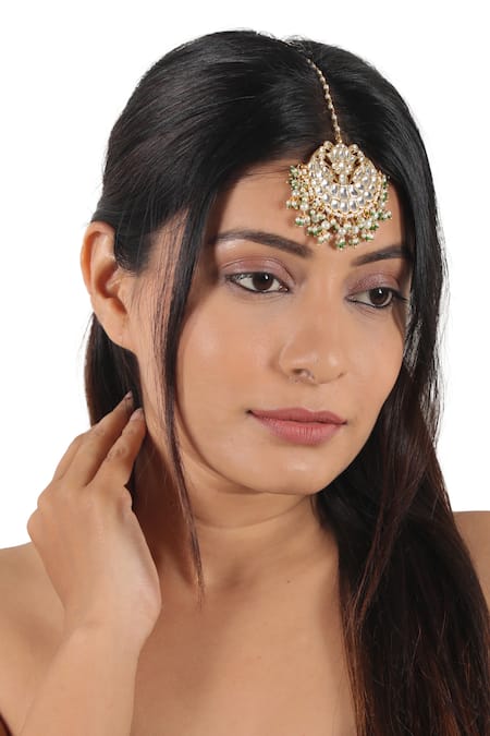 Riana Jewellery Jadtar Stone Embellished Chaand Maangtikka 