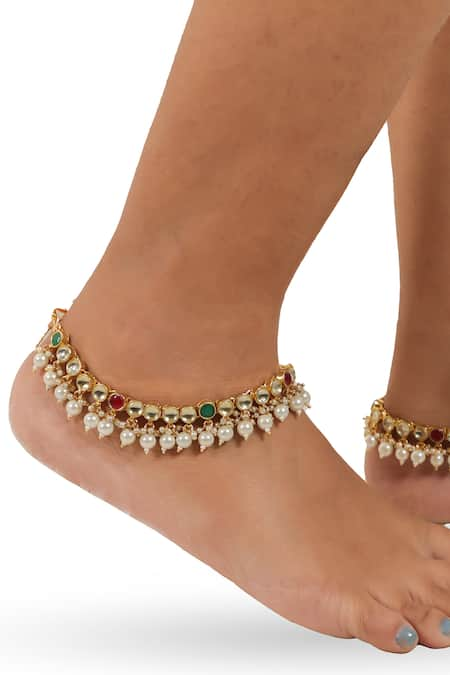 Riana Jewellery Pearl Drop Embellished Pair Of Payals 