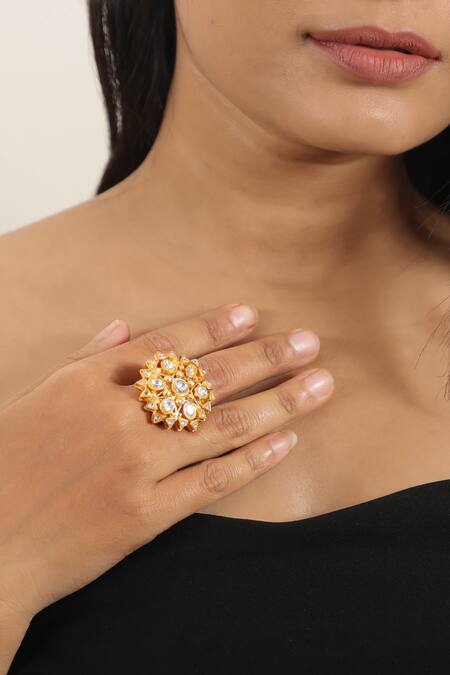 Riana Jewellery Jadtar Stone Embellished Ring 