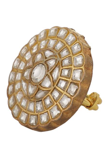 Buy_Riana Jewellery_White Stones Flower Embellished Jadtar Ring 