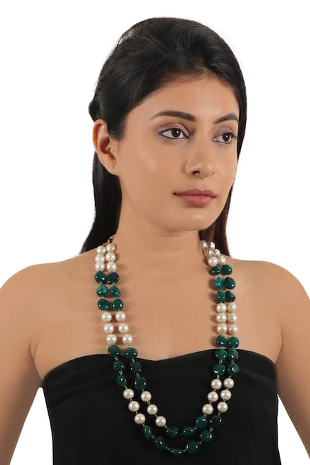Riana Jewellery Pearl Embellished Layered Necklace 